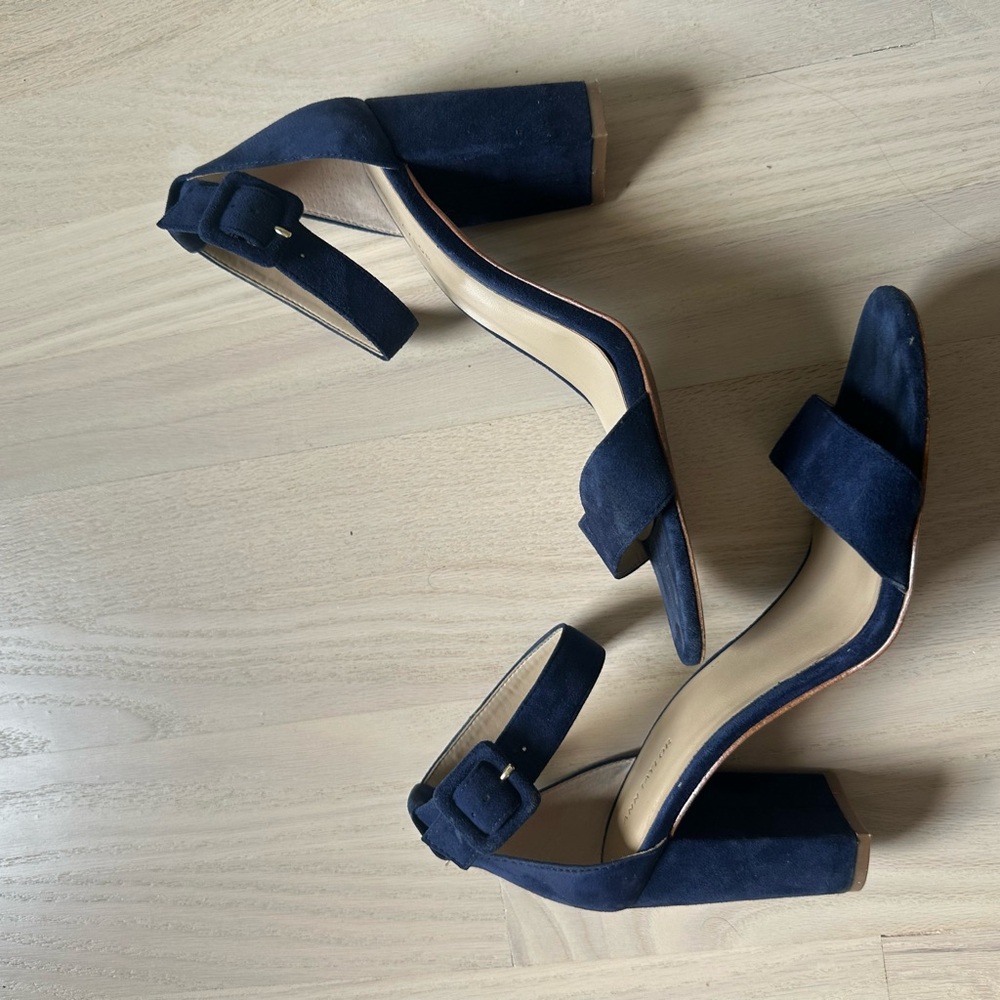Ann Taylor Dark Blue Suede Heeled Sandals